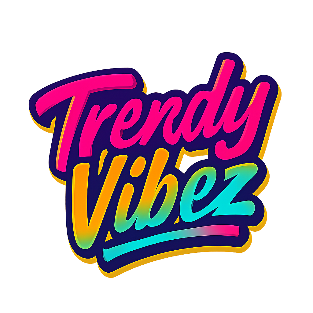 Colorful logo with 'Trendy Vibéz' text on a white background